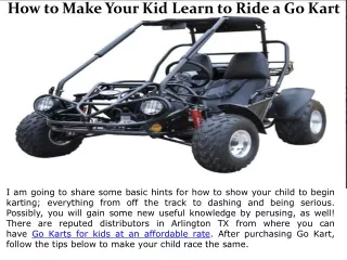 how to make your kid learn to ride a go kart