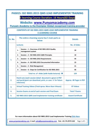 pas015 iso 9001 2015 qms lead implementer training