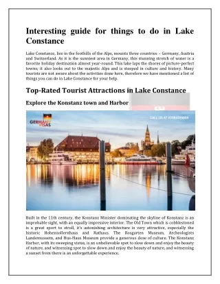 Interesting guide for things to do in Lake Constance