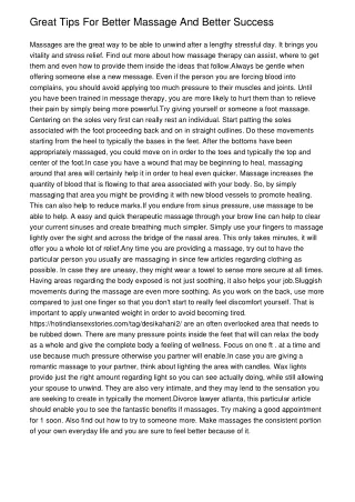 great tips for better massage and better success