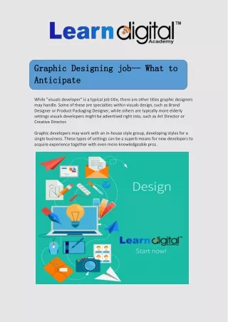Graphic Designing job-- What to Anticipate