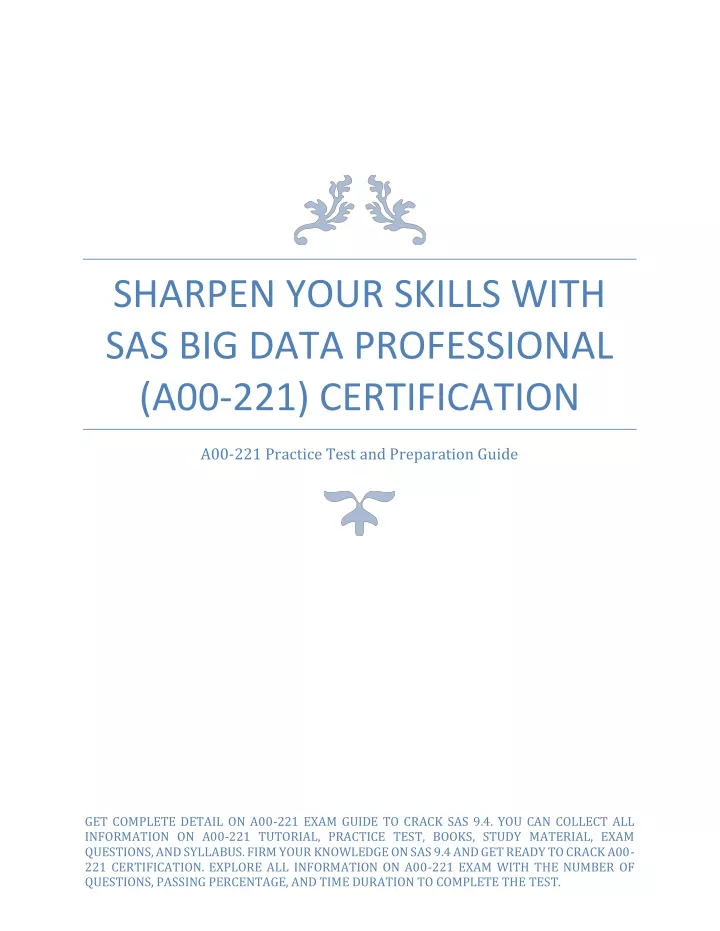 sharpen your skills with sas big data