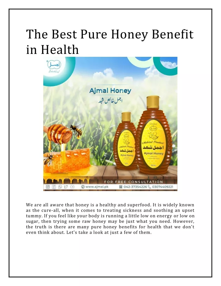 the best pure honey benefit in health