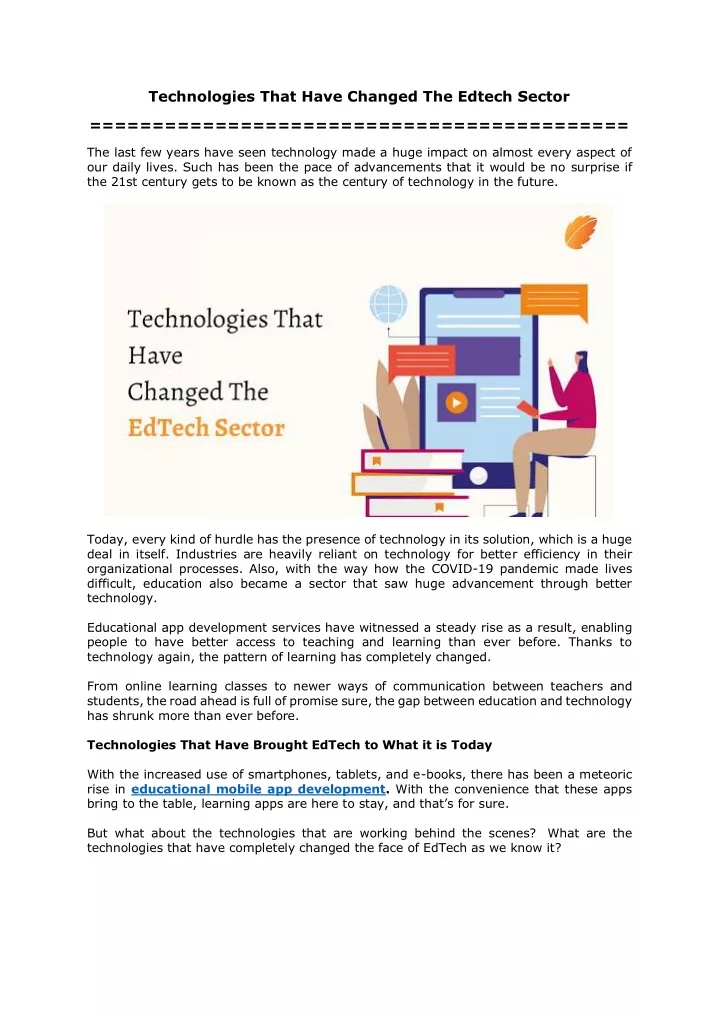 technologies that have changed the edtech sector