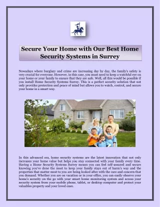 Secure Your Home with Our Best Home Security Systems in Surrey