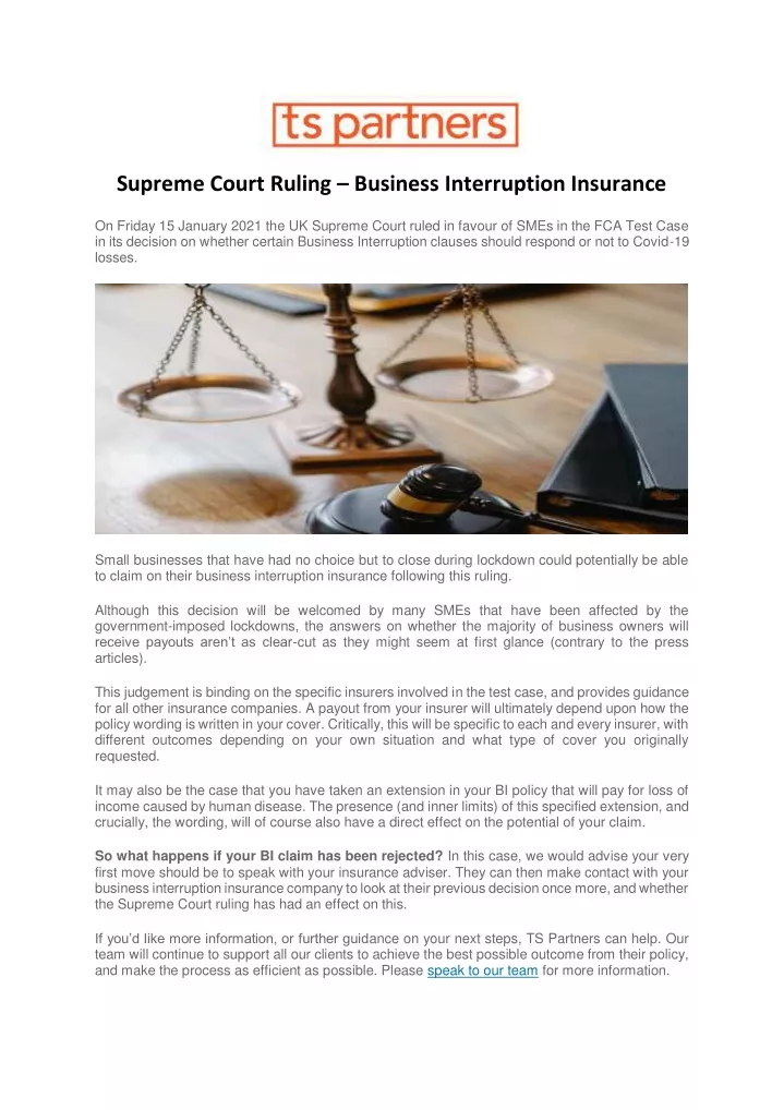 supreme court ruling business interruption