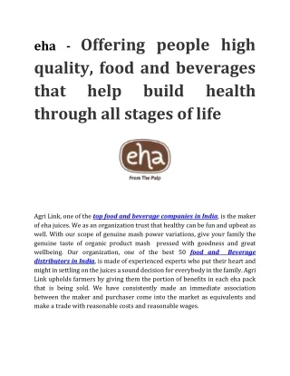 Top Food and Beverage Companies in India | eha | Agri Link