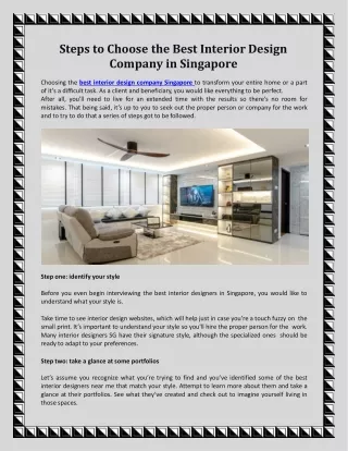 Tips to Choose the Best Interior Design Services in Singapore.