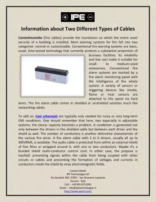 Information about Two Different Types of Cables