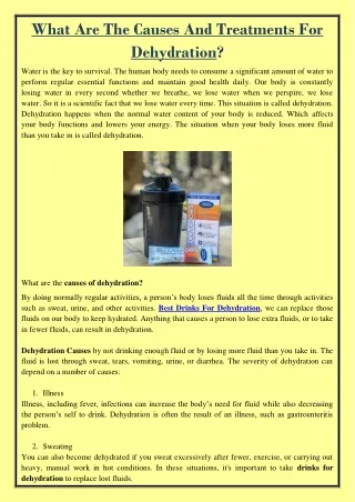 what are the causes and treatments for dehydration