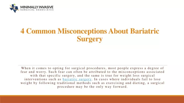 4 common misconceptions about bariatric surgery