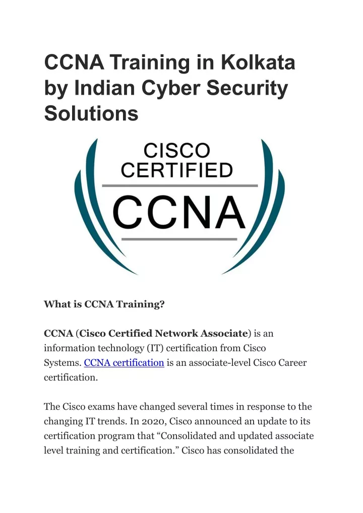 ccna training in kolkata by indian cyber security