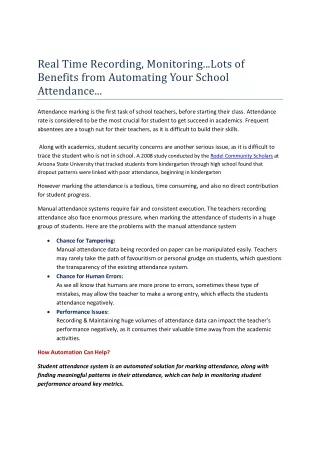 Lots of Benefits from Automating Your School Attendance…
