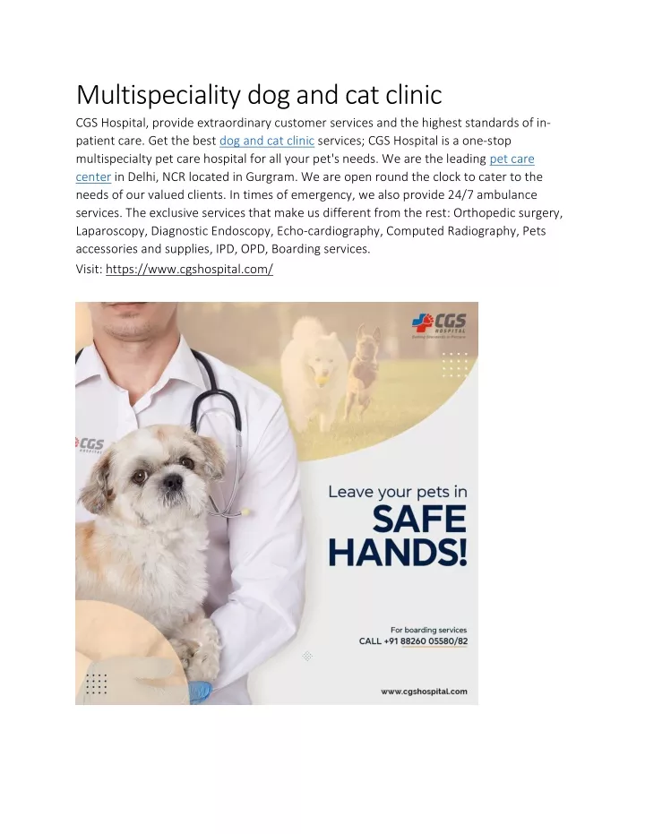 multispeciality dog and cat clinic cgs hospital