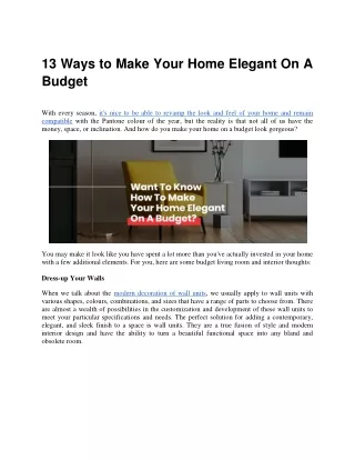 13 ways to make your home elegant on a budget