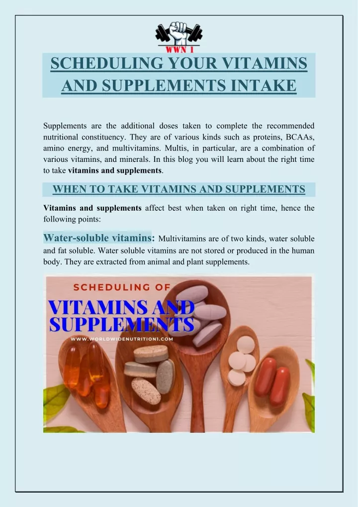 scheduling your vitamins and supplements intake