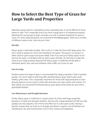 how to select the best type of grass for large