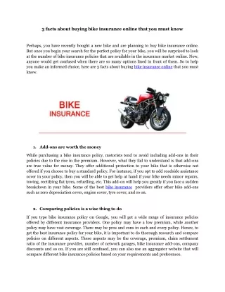 3 facts about buying bike insurance online that you must know
