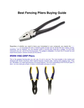 Best Fencing Pliers Buying Guide