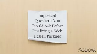 important questions you should ask before finalizing a web design package