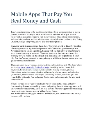 mobile apps that pay you real money and cash