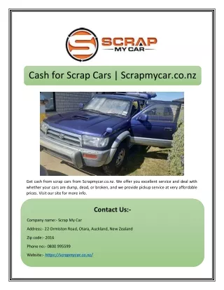 Cash for Scrap Cars | Scrapmycar.co.nz