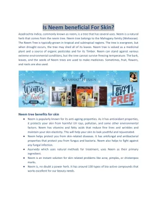 Is Neem beneficial For Skin?