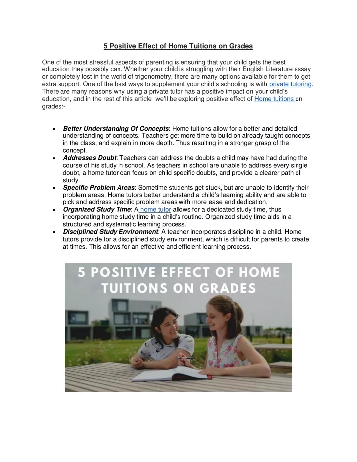 5 positive effect of home tuitions on grades