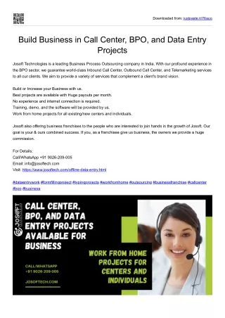 Start Your Own Business in Call Center, BPO, and Data Entry Projects