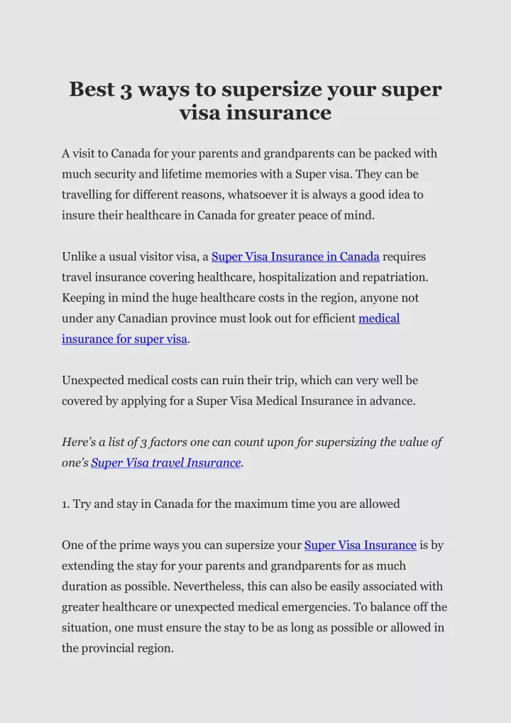 best 3 ways to supersize your super visa insurance