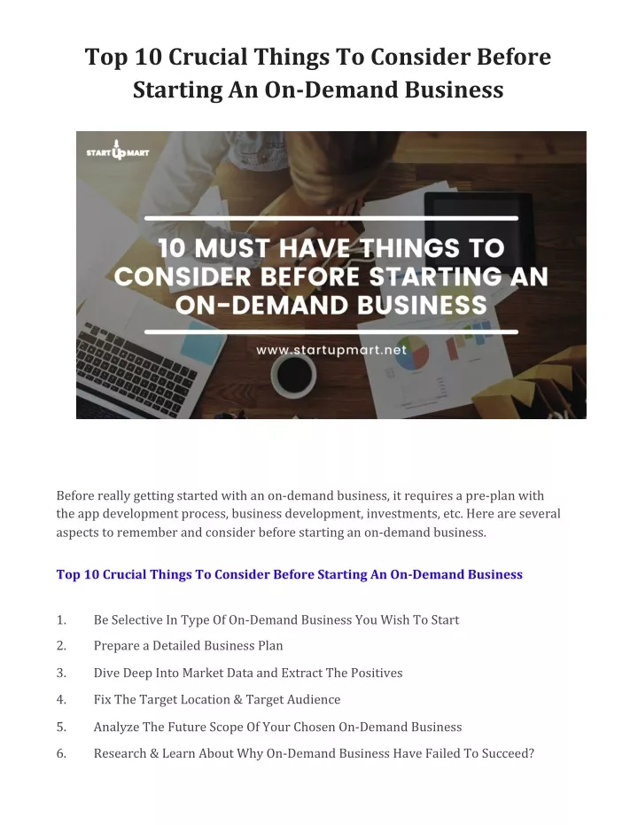 top 10 crucial things to consider before starting
