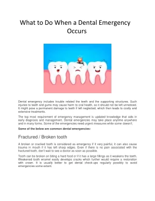 What to Do When a Dental Emergency Occurs - Dentalimplantindia