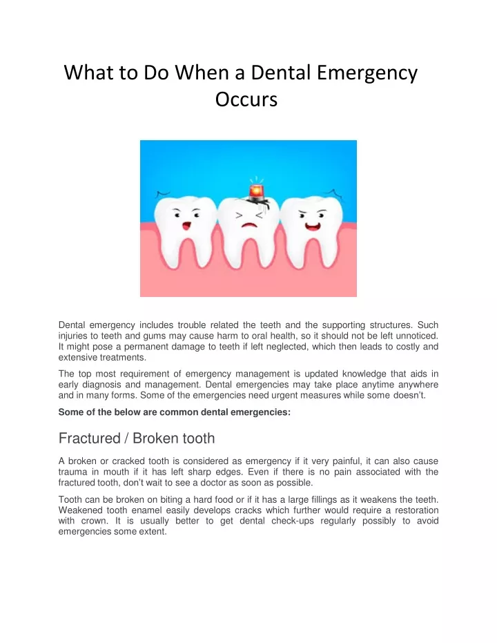 what to do when a dental emergency occurs