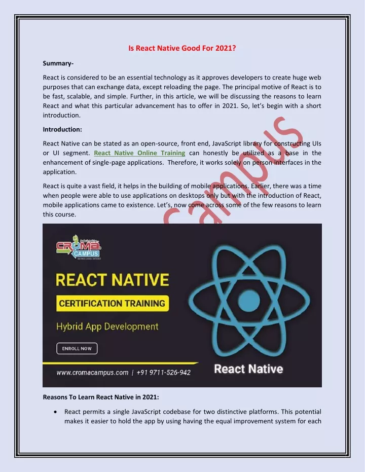 is react native good for 2021