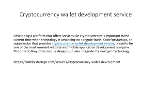 Cryptocurrency wallet development service