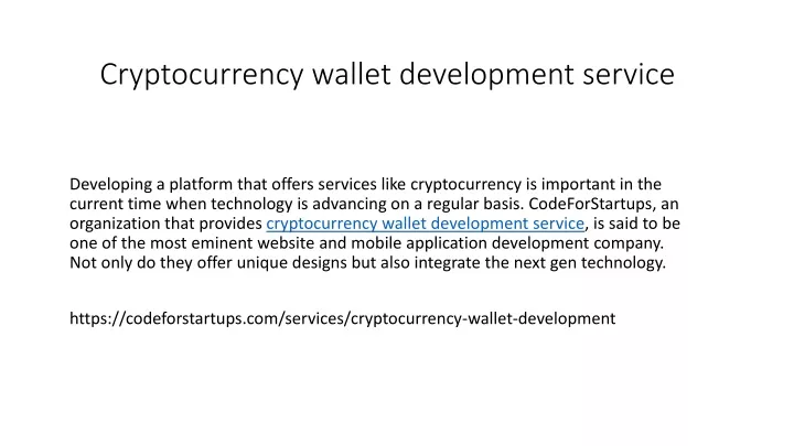 cryptocurrency wallet development service