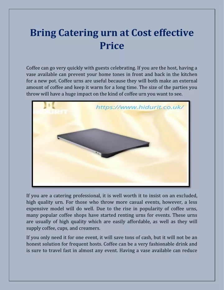 bring catering urn at cost effective price