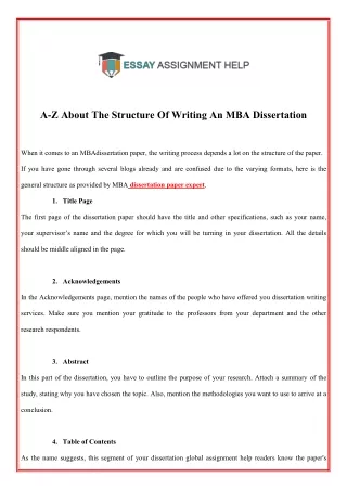 A-Z About The Structure Of Writing An MBA Dissertation