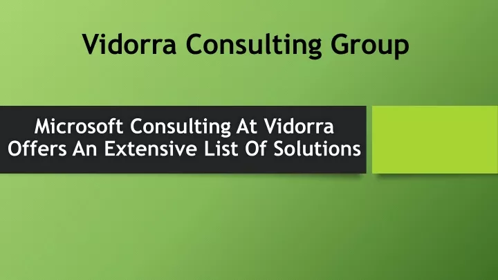 vidorra consulting group