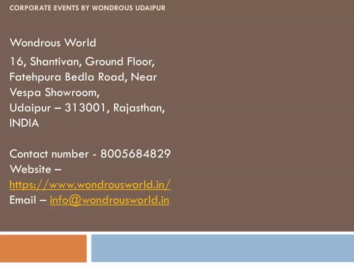 corporate events by wondrous udaipur
