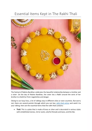 essential items kept in the rakhi thali