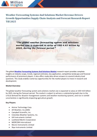 weather forecasting systems and solutions market