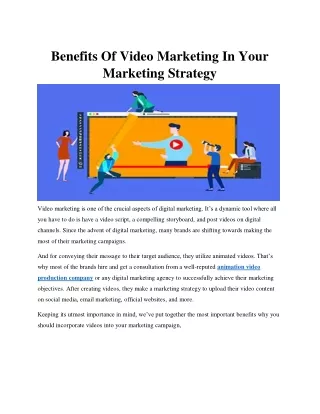Benefits Of Video Marketing In Your Marketing Strategy