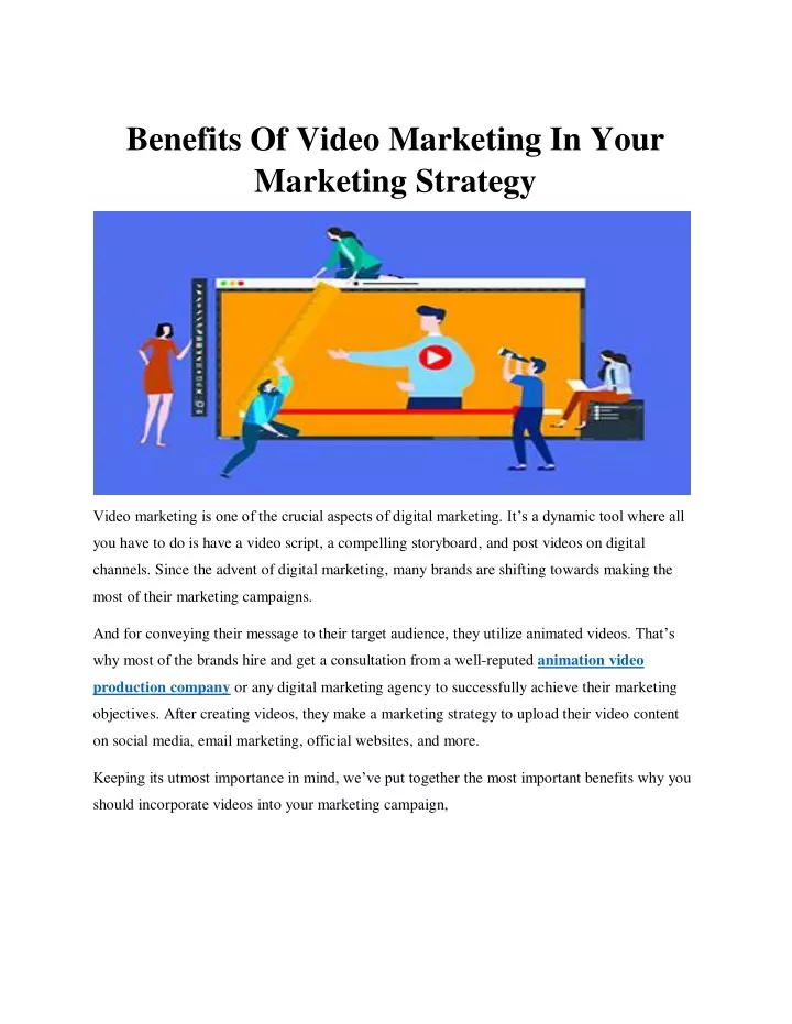 benefits of video marketing in your marketing