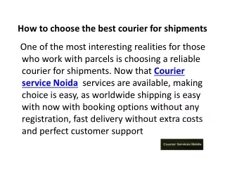 How to choose the best courier for shipments