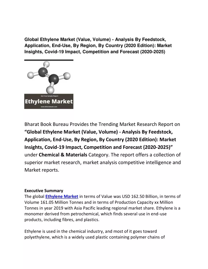 global ethylene market value volume analysis