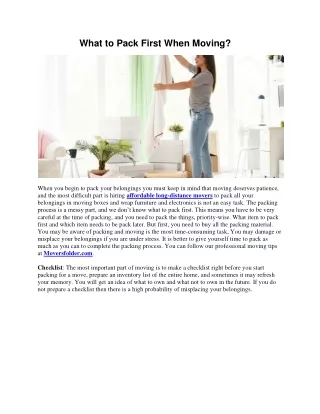 what to pack first when moving
