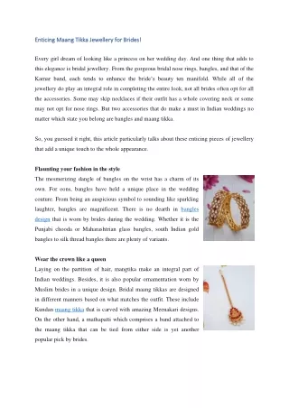 Enticing Maang Tikka Jewellery for Brides!