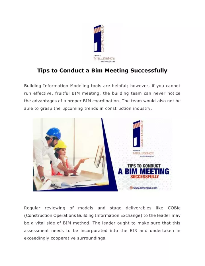 tips to conduct a bim meeting successfully