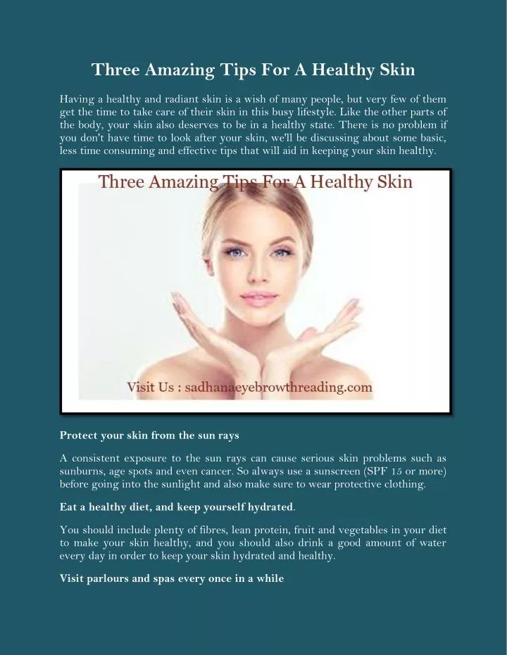three amazing tips for a healthy skin
